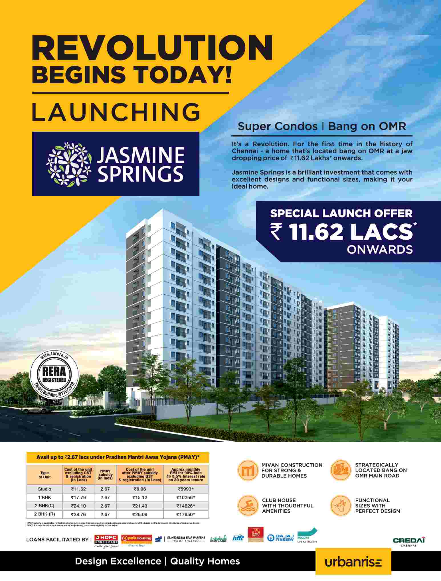Book your home with special launch offer of Rs. 11.62 Lacs onwards at Alliance Jasmine Springs in Chennai